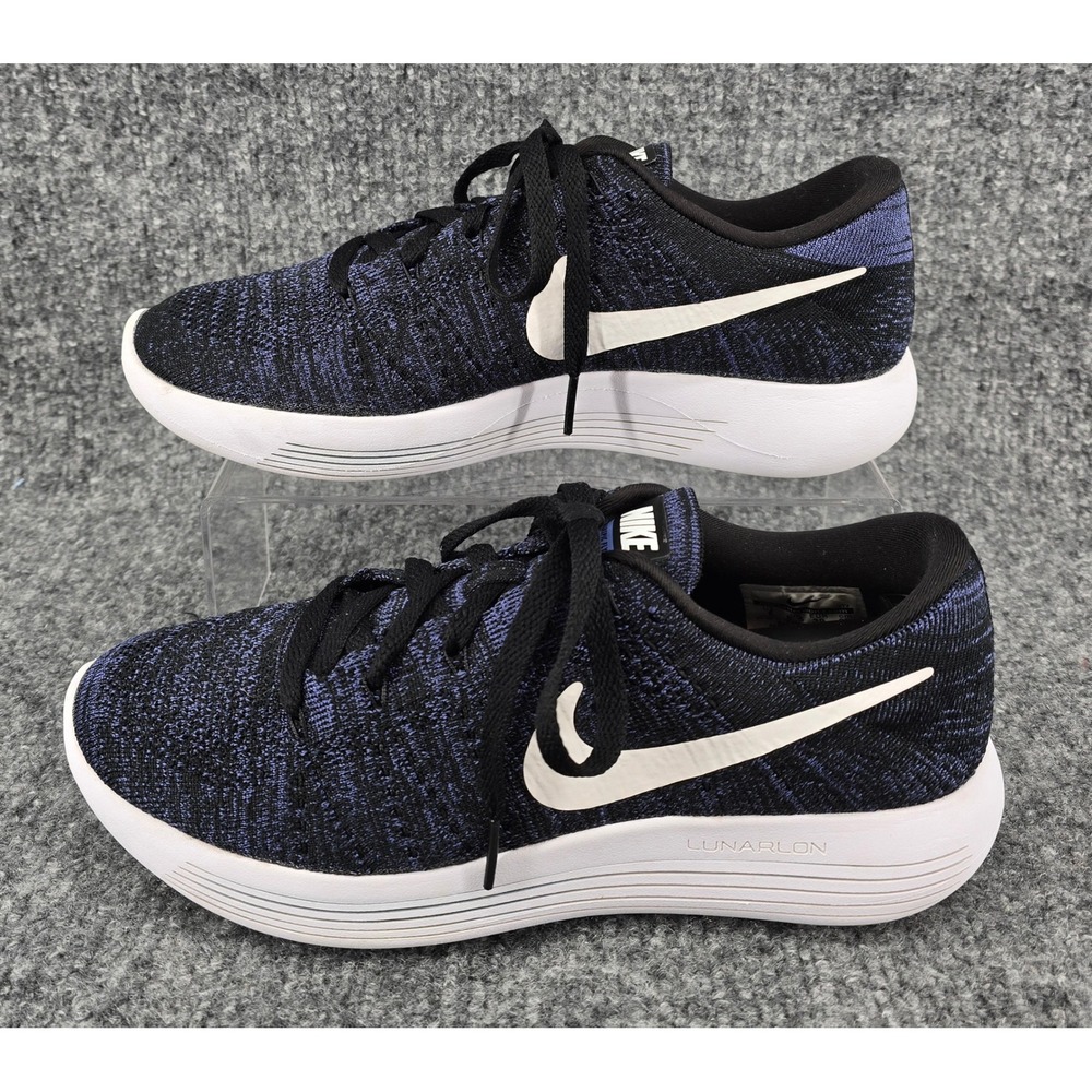 Nike LunarEpic Flyknit Running Shoes Women's 8 Black Navy Blue 843765-005 Low